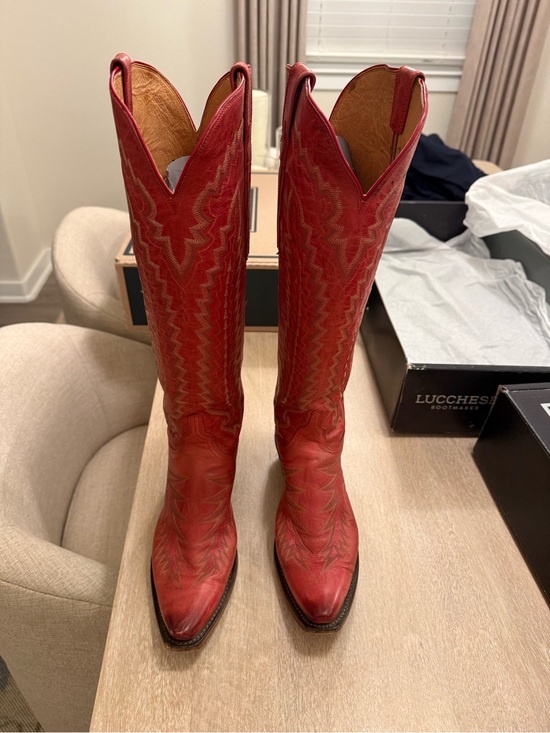 Lucchese Shoes - Lucchese Red Priscilla Western Boots